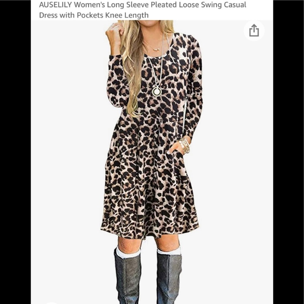 🐆Auselily Pleated Loose Swing Dress - NEW🐆